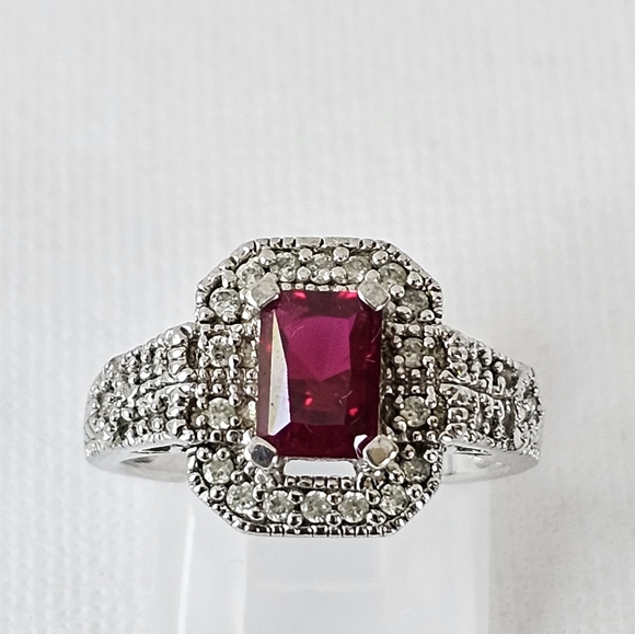 Victoria Wieck Jewelry - Vintage Victoria Wieck Lab Created Ruby & Diamonique Ring in Sterling Sz 7!